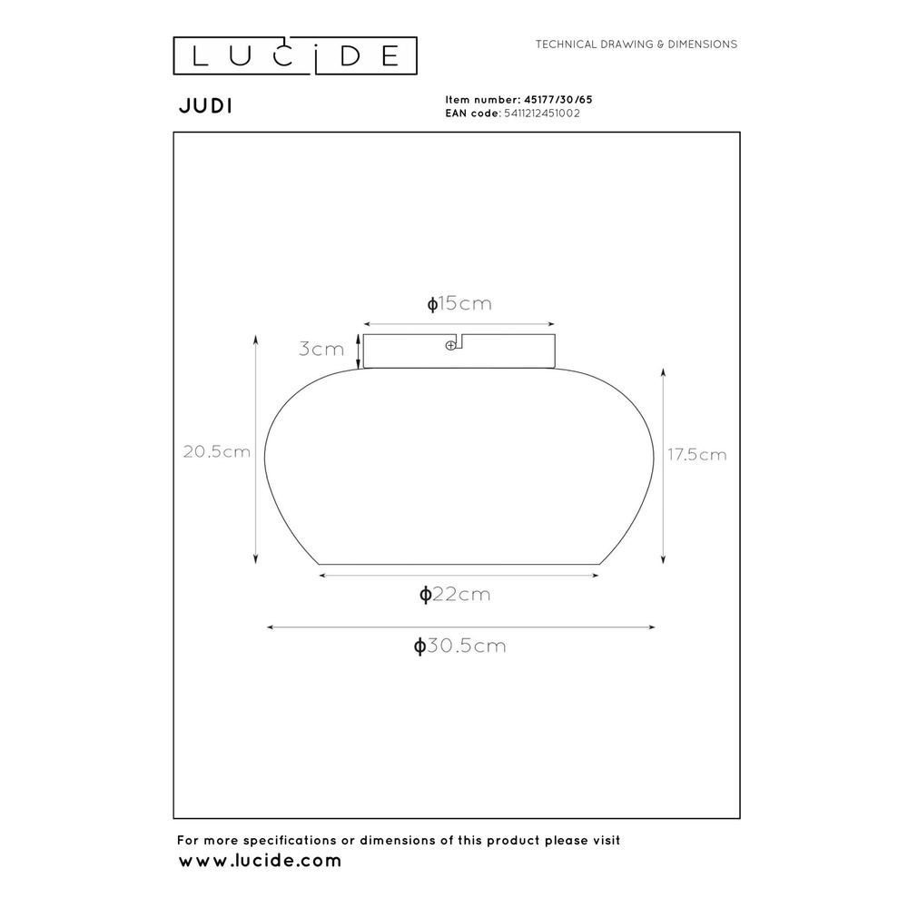Deckenlampe Judi Schwarz mit Rauchglas Lucide 5411212451002
