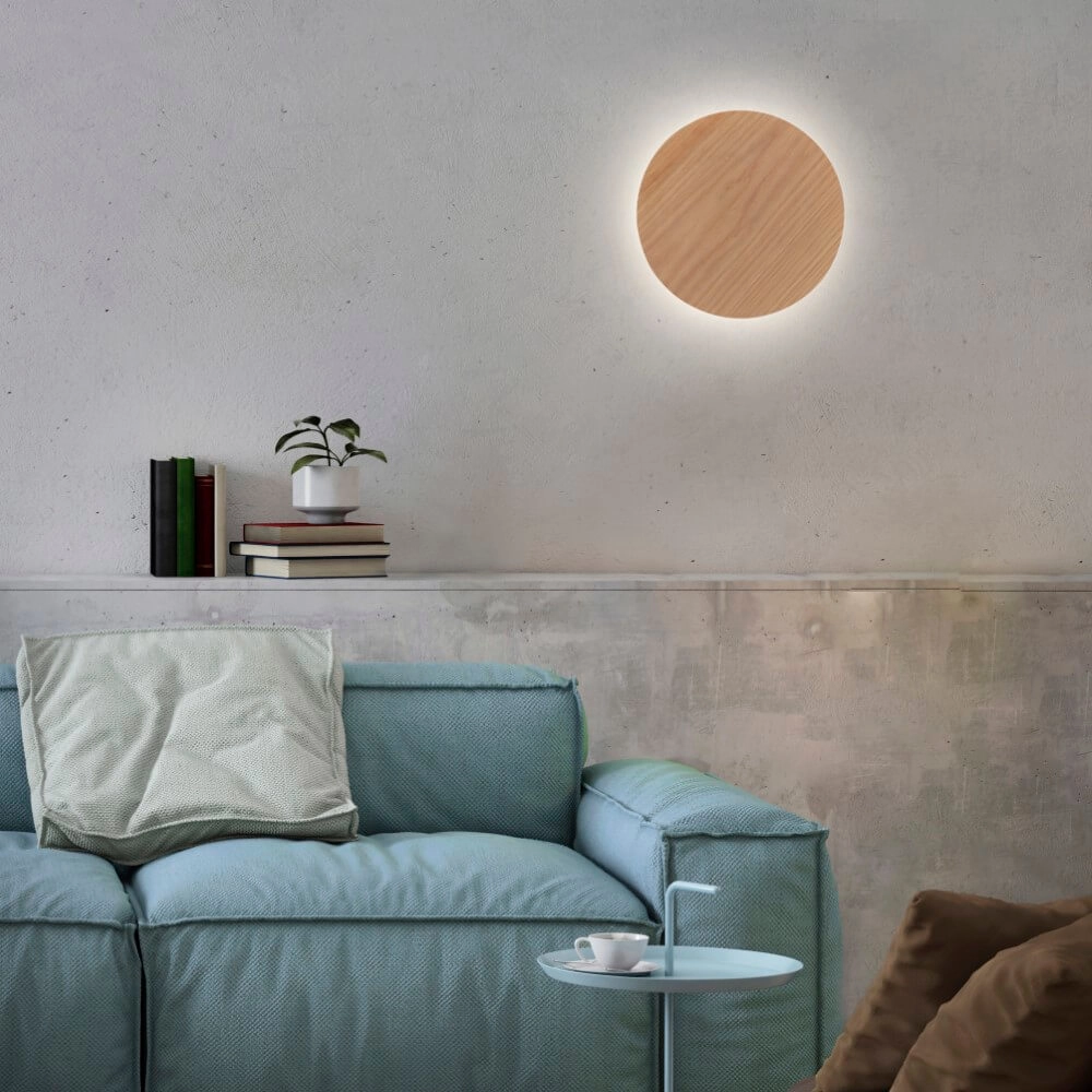 Design-Wandleuchte Akku Puntua Ø 25cm Holz Paul Neuhaus 4012248375792