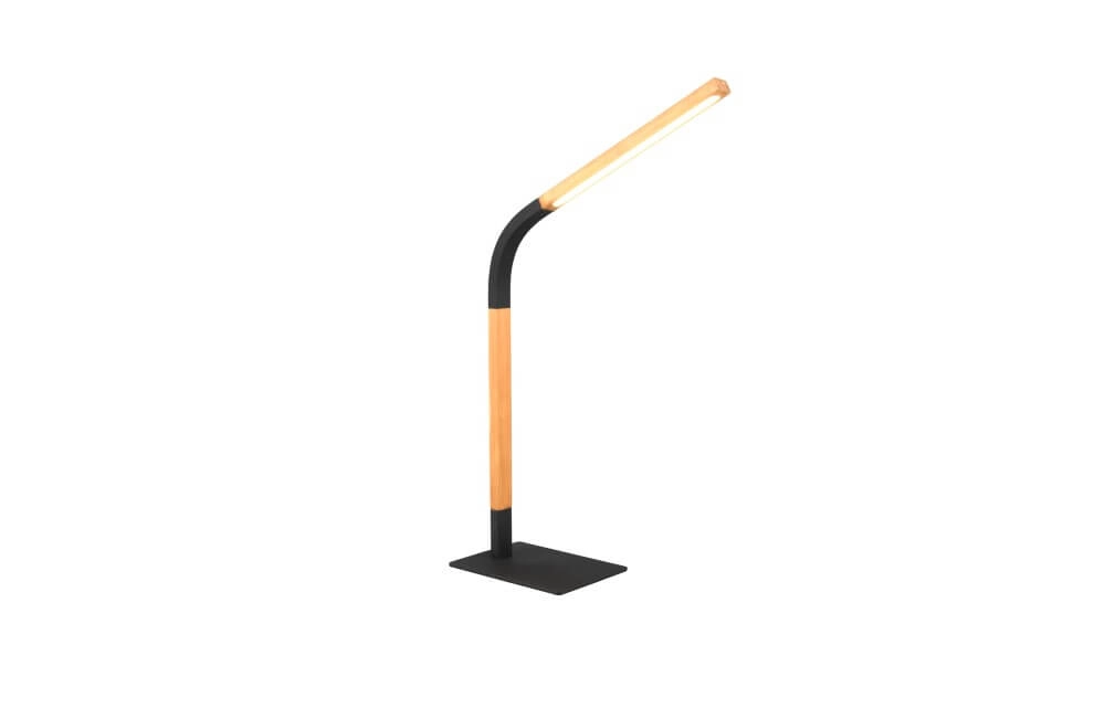 Flexible Tischleuchte Norris schwarz mit Holz Trio 4017807599992