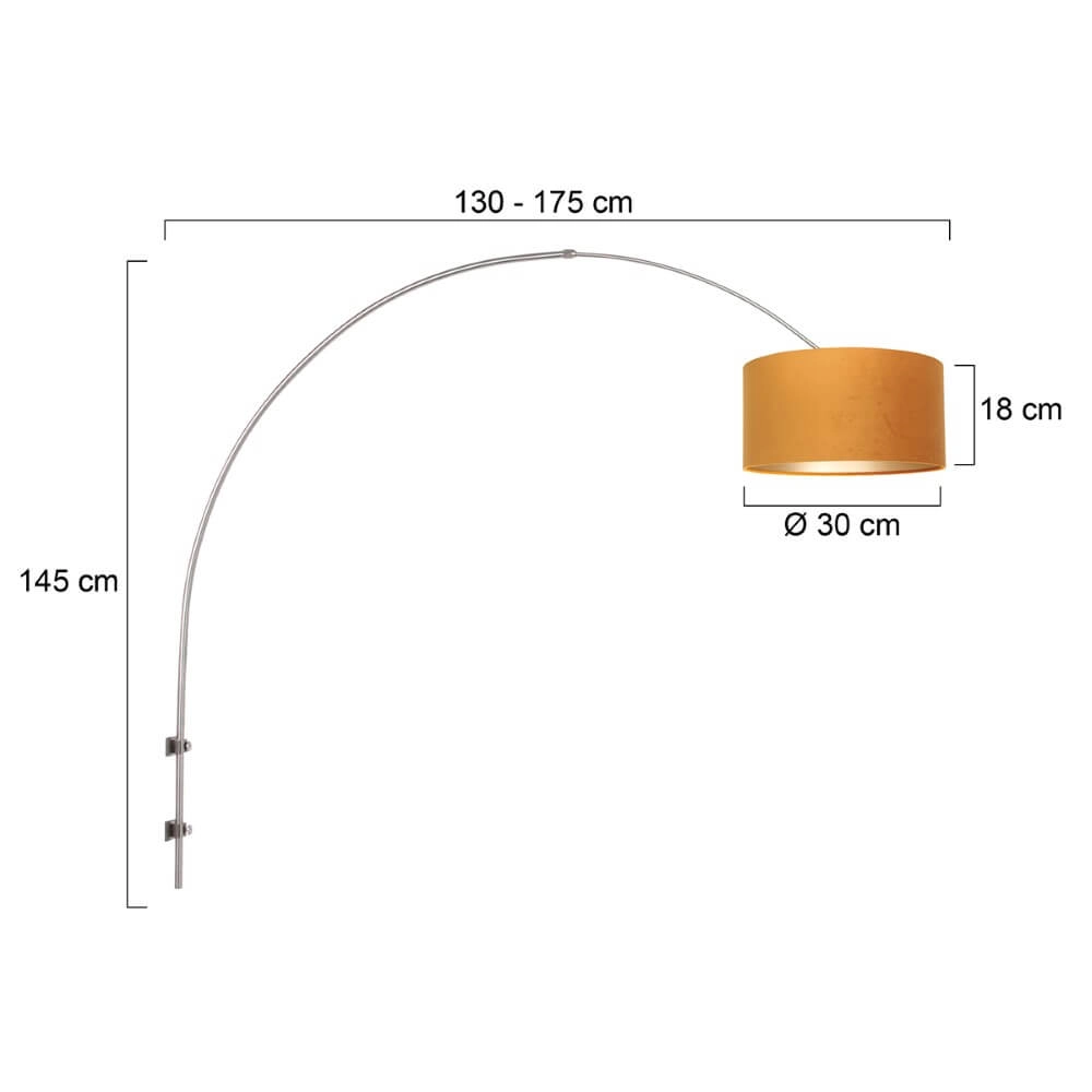 Wandbogenlampe Sparkled Edelstahl mit Gold Steinhauer 8712746146172
