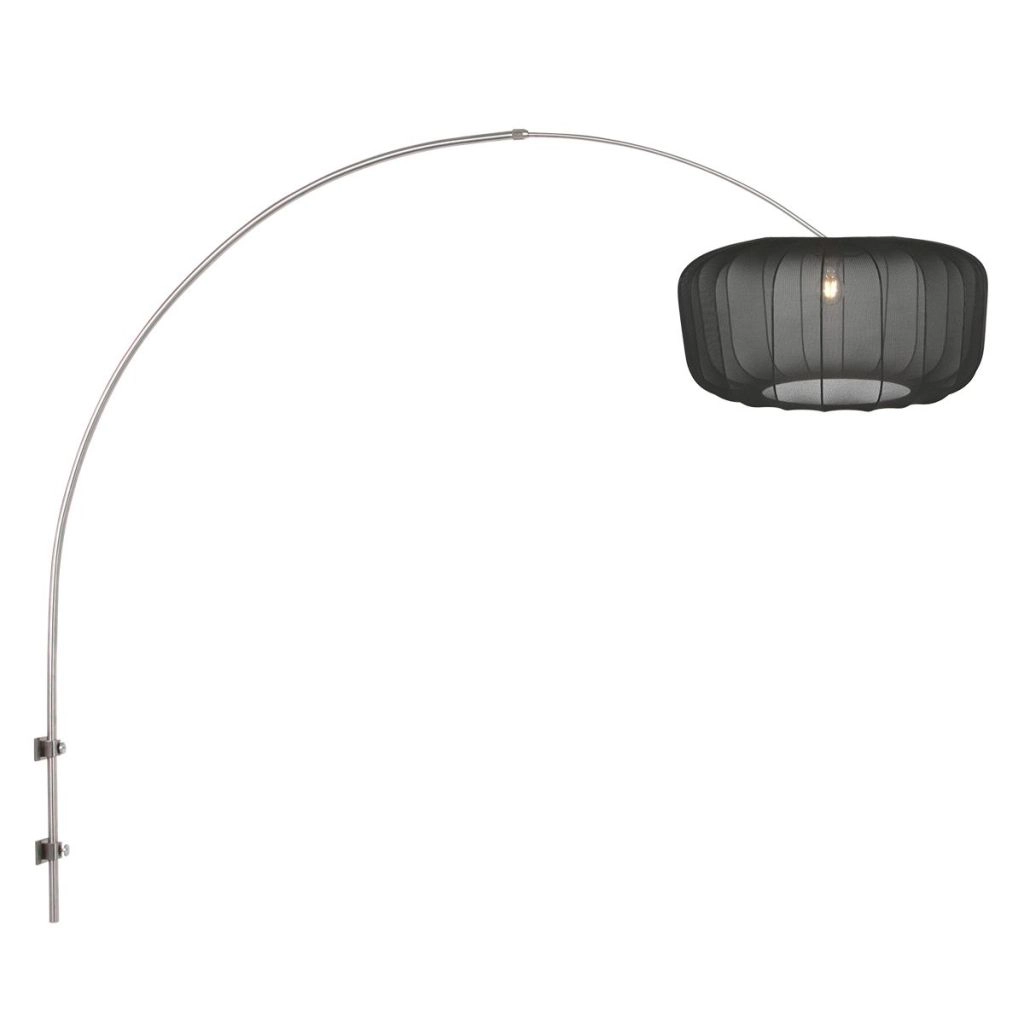 Wandlampe Vela Lino Metallgrau mit schwarzem Farbton