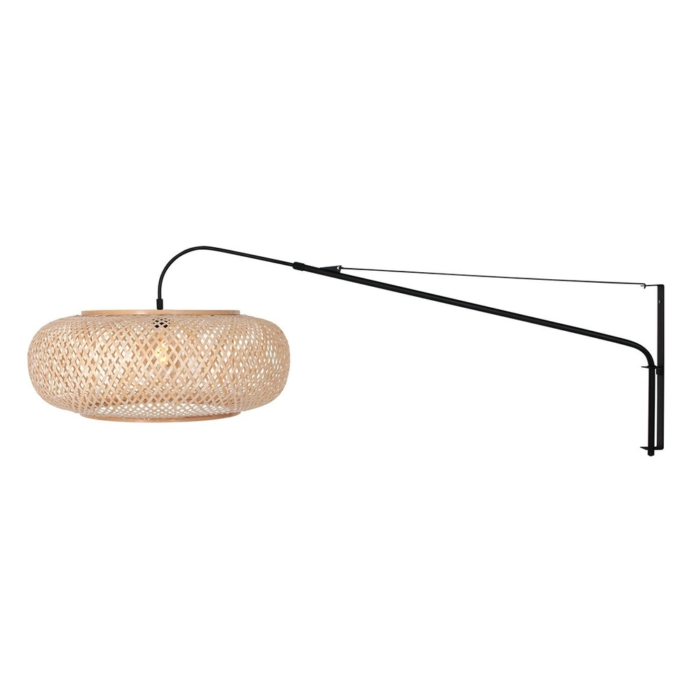 Wandleuchte Elegant Classy schwarz mit Rattanhaube Steinhauer 8712746182439