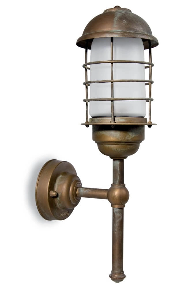 Außenlampe aus Messing Torcia M - weißes Glas
