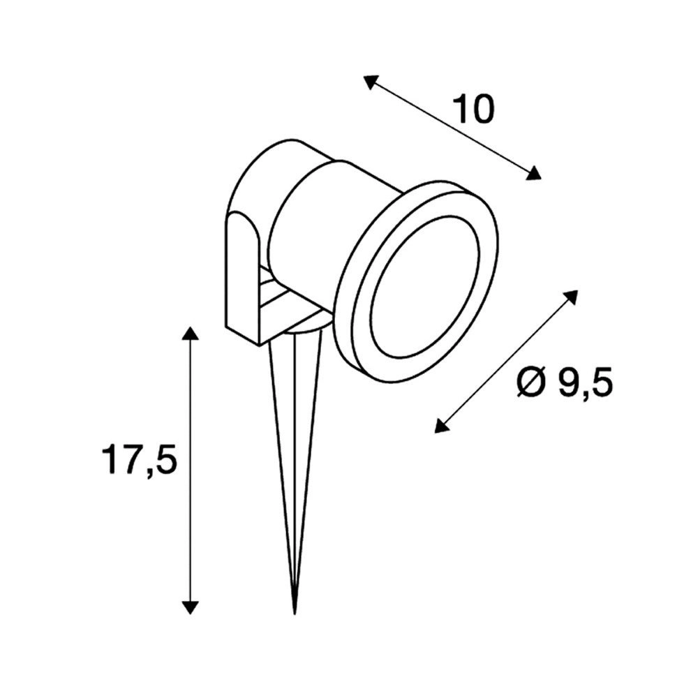 Spießstrahler Nautilus Spike 17,5 cm grau SLV 4024163096836