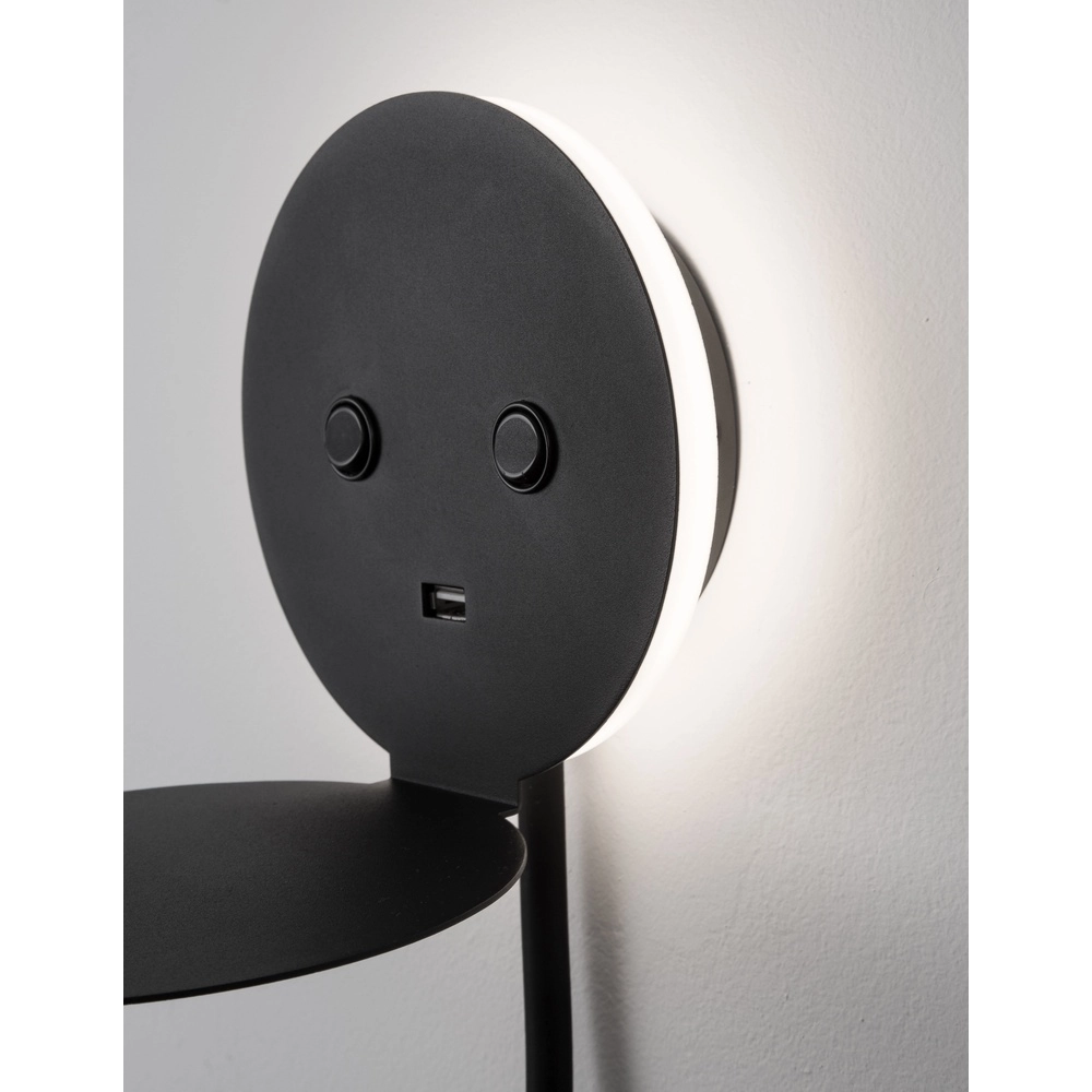 Nachttischlampe Eclip Schwarz mit USB Lyora 5212017423696