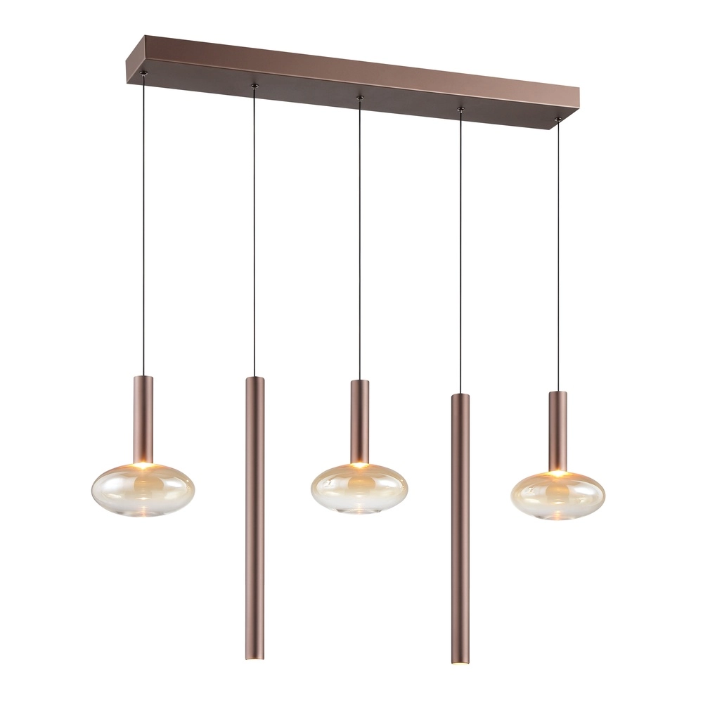 Pendellampe Veridian Kaffeebraun mit bernsteinfarbenem Glas Brilliant 4004353477942