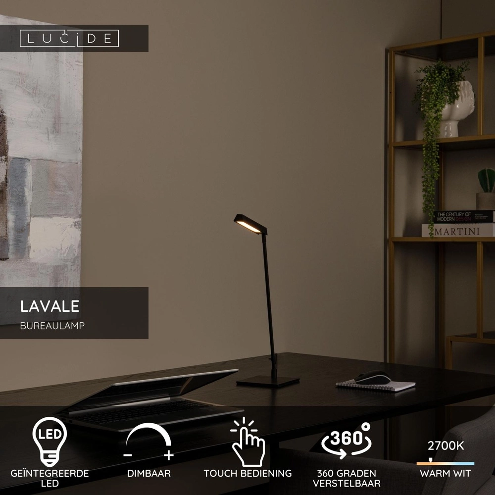 Design-Schreibtischlampe Lavale Schwarz Lucide 5411212441614