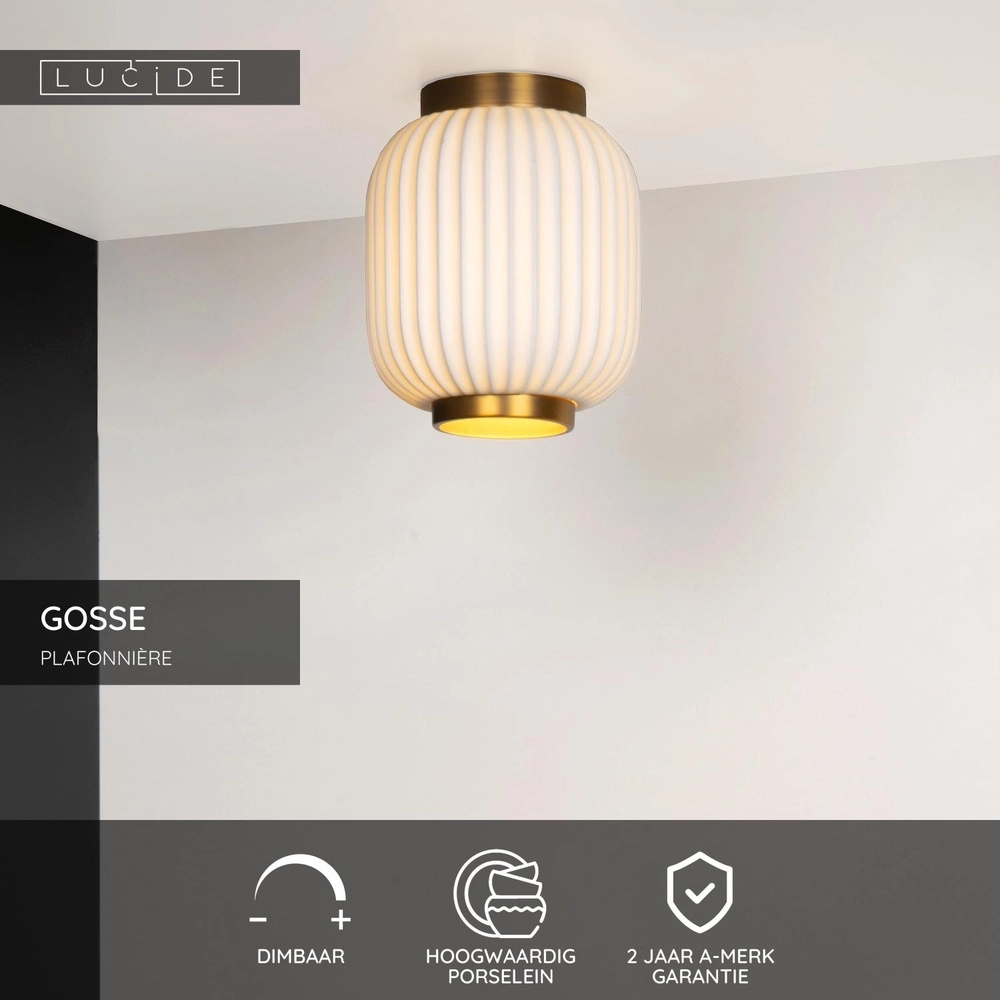 Design-Deckenlampe Gosse Gold mit Weiß Lucide 5411212134172