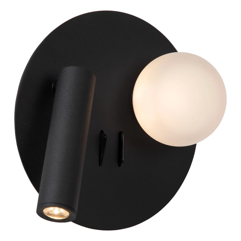Design-Nachttischlampe Matiz Schwarz mit USB-Ladepunkt Lucide 5411212771322