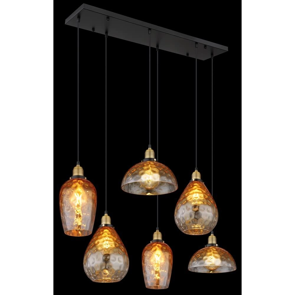 6-flammige Pendelleuchte Salvy Braunglas-Wabe Globo 9007371445608