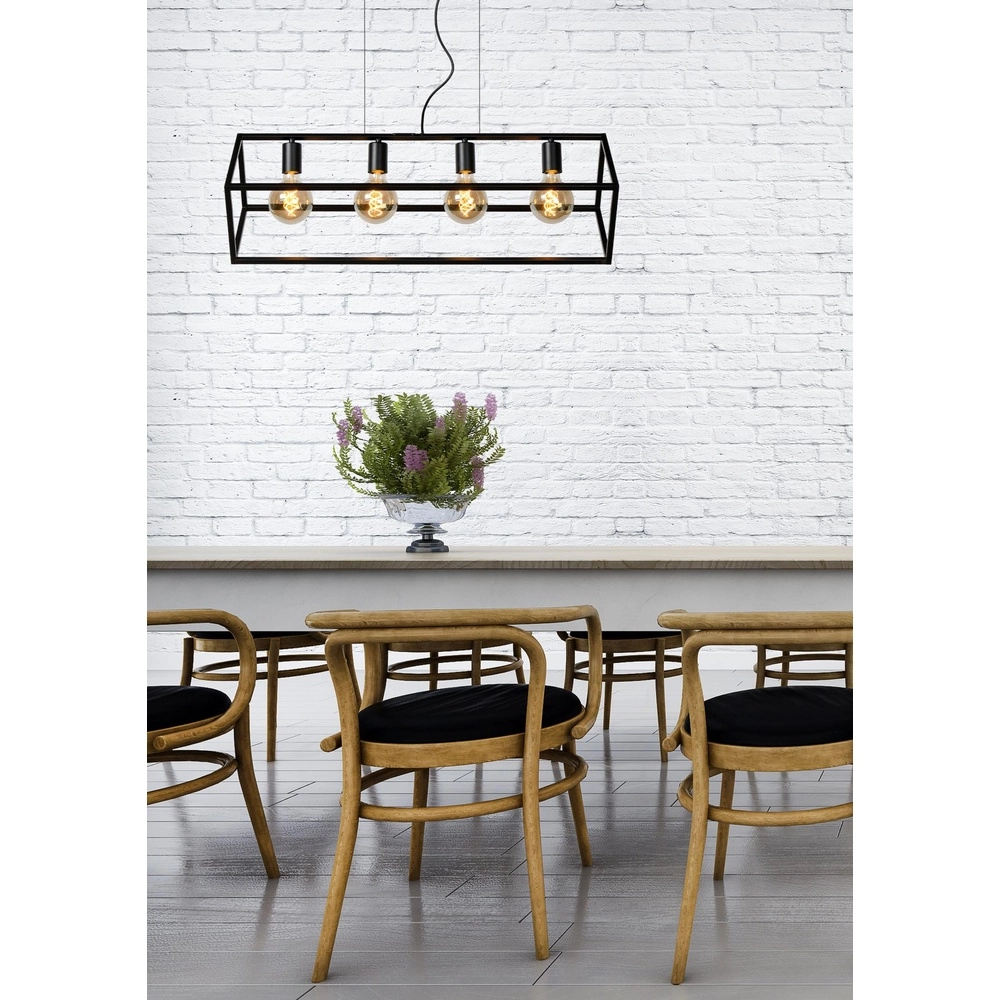 Moderne Pendellampe Fabian 4-Licht Schwarz Lucide 5411212010803