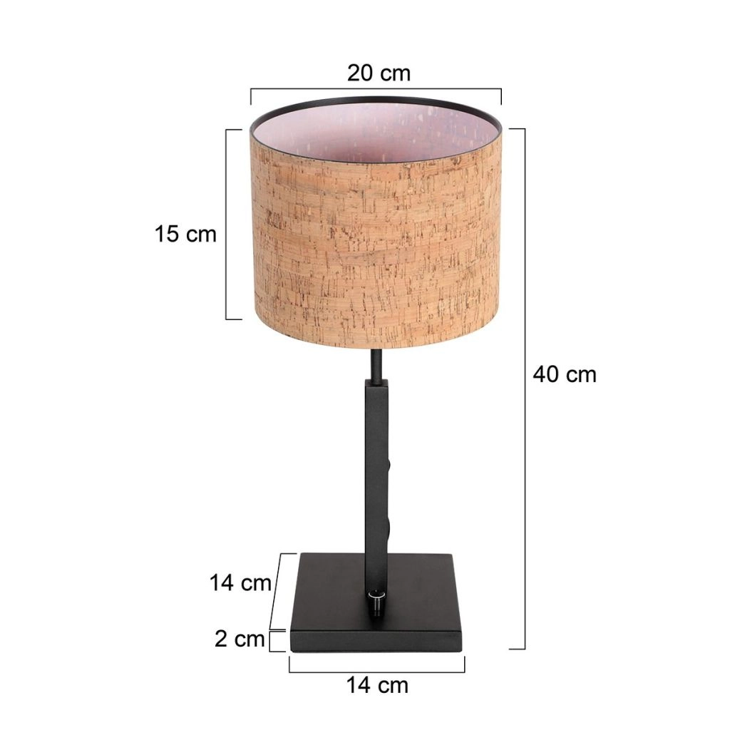 Schwarze Tischlampe Stang mit Korkkappe Ø20 cm Steinhauer 8712746180541