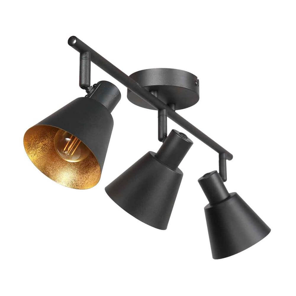 Deckenlampe Oeroe schwarz mit goldenen 3-flammig Steinhauer 8712746176346