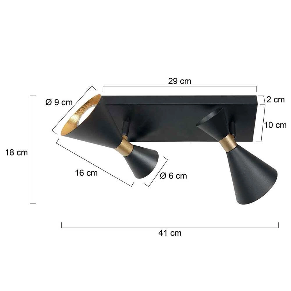 Design-Deckenleuchte Preto Schwarz mit goldenem Double Steinhauer 8712746176292