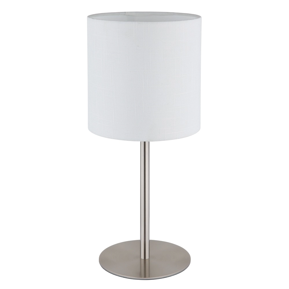 Tischlampe Benson Nickel mit weißer Kappe Globo 9007371566402