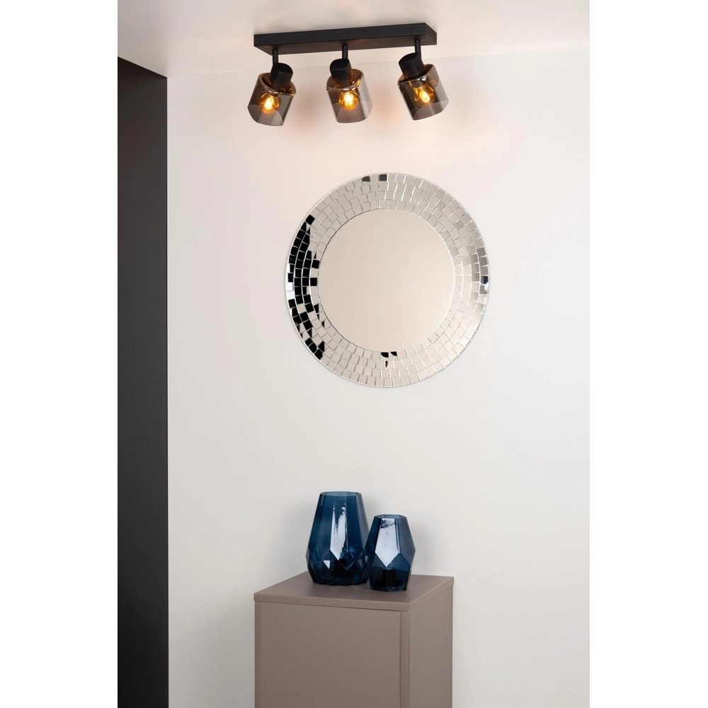Deckenlampe Alion 3-Licht Schwarz mit Rauchglas Lucide 5411212177001
