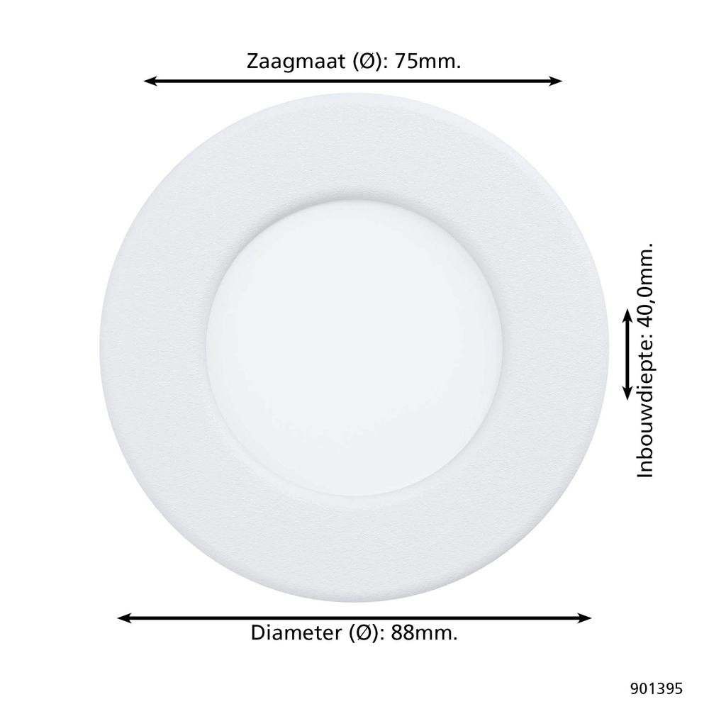 Zurückgesetzter Scheinwerfer Fueva 6 rund – weiß – Ø 8,8 cm Eglo 9008606330751