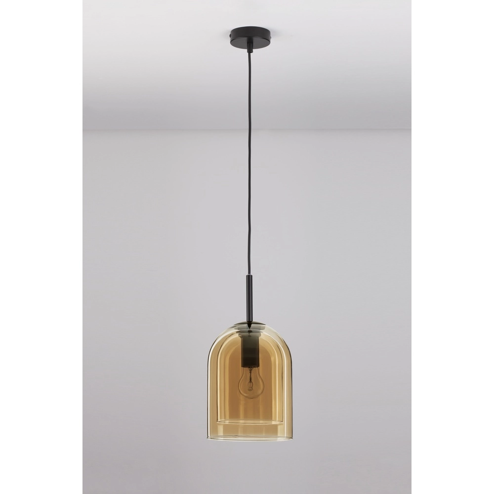 Pendelleuchte Velor Single schwarz mit Braunglas Lyora 5212017431202