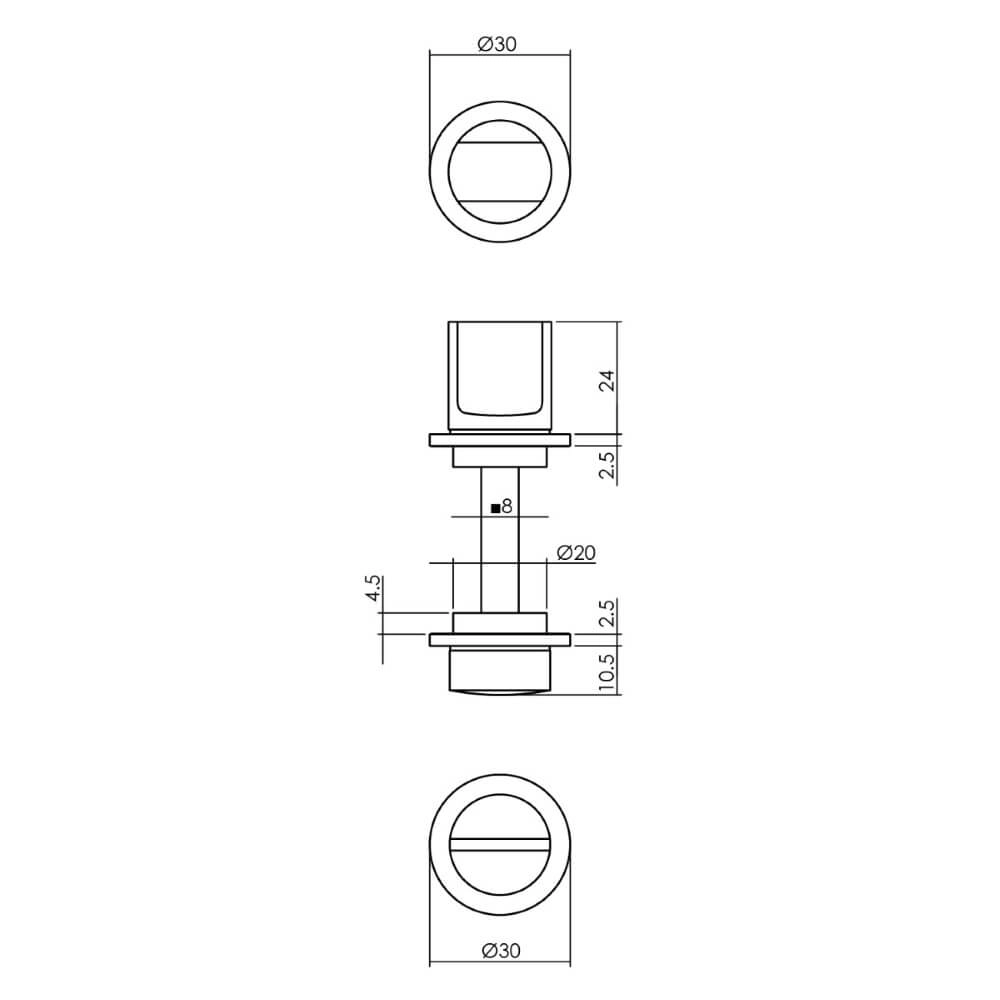 Verschluss der Toilette Tira mit kleiner runder Rosette Edelstahl Intersteel 8714186558010