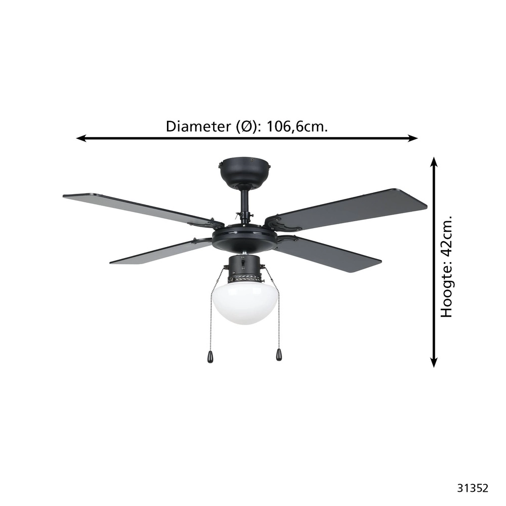 Deckenventilator Fortaleza schwarz Eglo 9002759313524