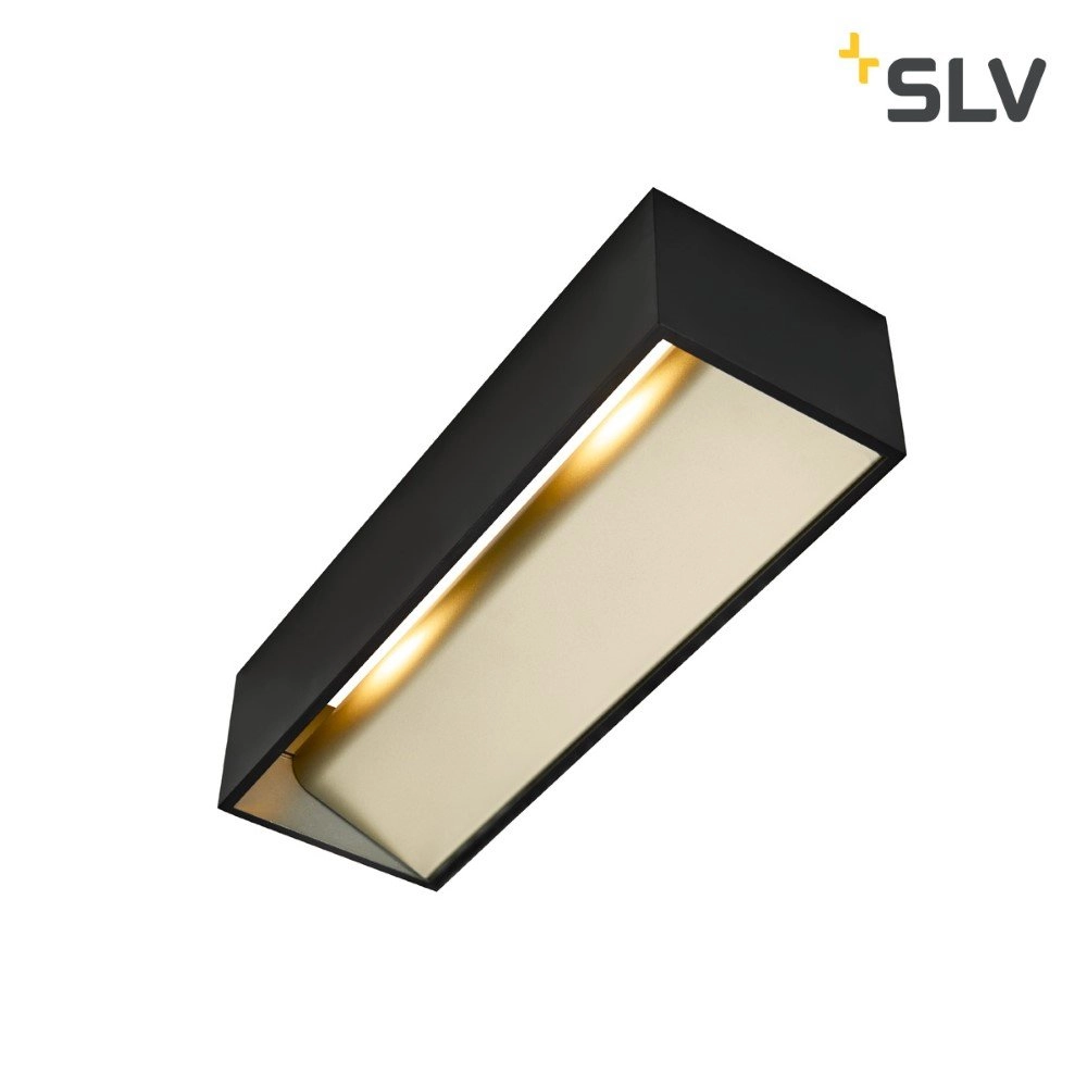 LED-Wandstrahler Logs In L 19 W – 2000–3000 K – 30 cm schwarz mit Gold SLV 4024163231220