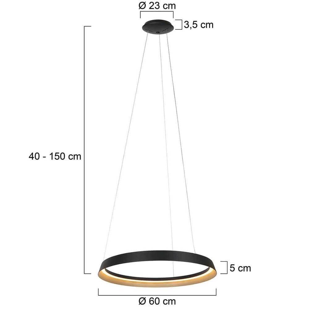 Schlanke Pendelleuchte Ringlux schwarz Ø 60cm Steinhauer 8712746171976