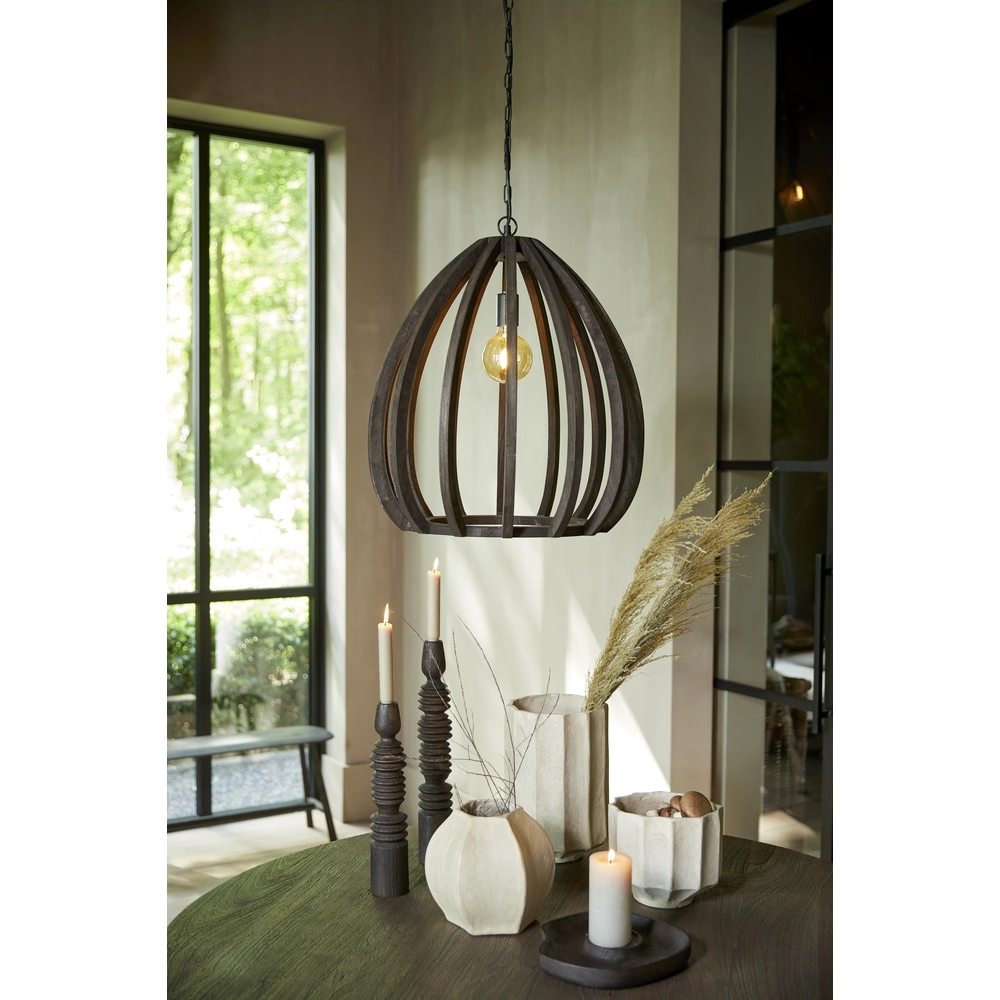 Holz-Pendellampe Barsia Ø 50cm – Walnussfarbe Light & Living 8717807701055