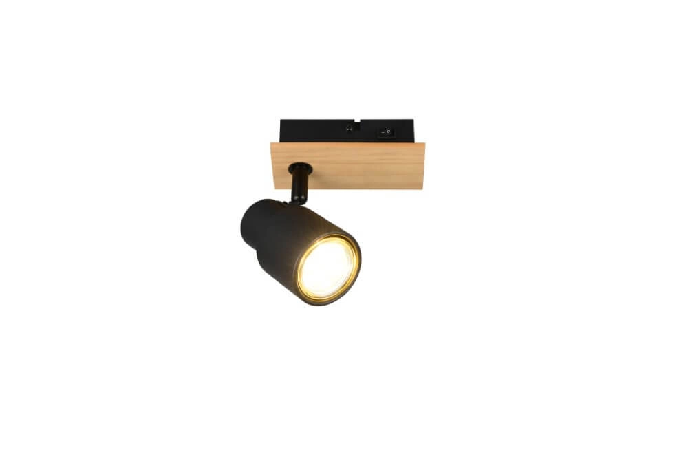 Design-Wandleuchte Pierre schwarz mit Holz Trio 4017807638158