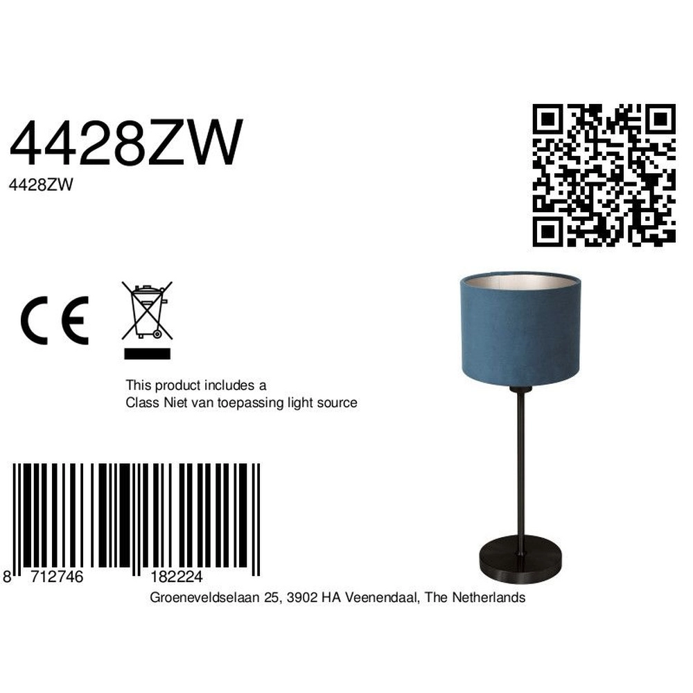 Schwarze Tischleuchte Noor mit blauer Kapuze Steinhauer 8712746182224