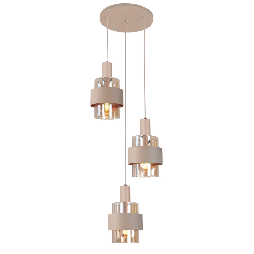 3-flammige Pendelleuchte Marrone sandbraun