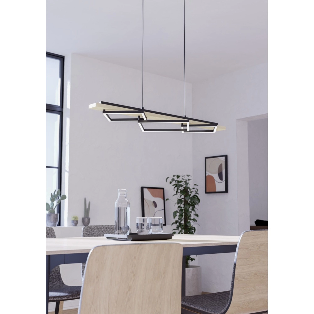 Design-Pendelleuchte Boyal schwarz mit Holz Eglo 9008606351886