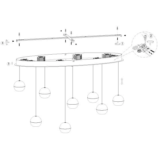 Ovale Pendellampe Belluno 8-Licht-LED – Schwarz Steinhauer 8712746184006