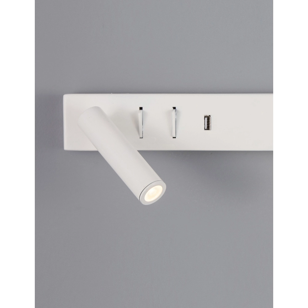 Nachttischlampe Vida Links weiß mit USB Lyora 5212017427861