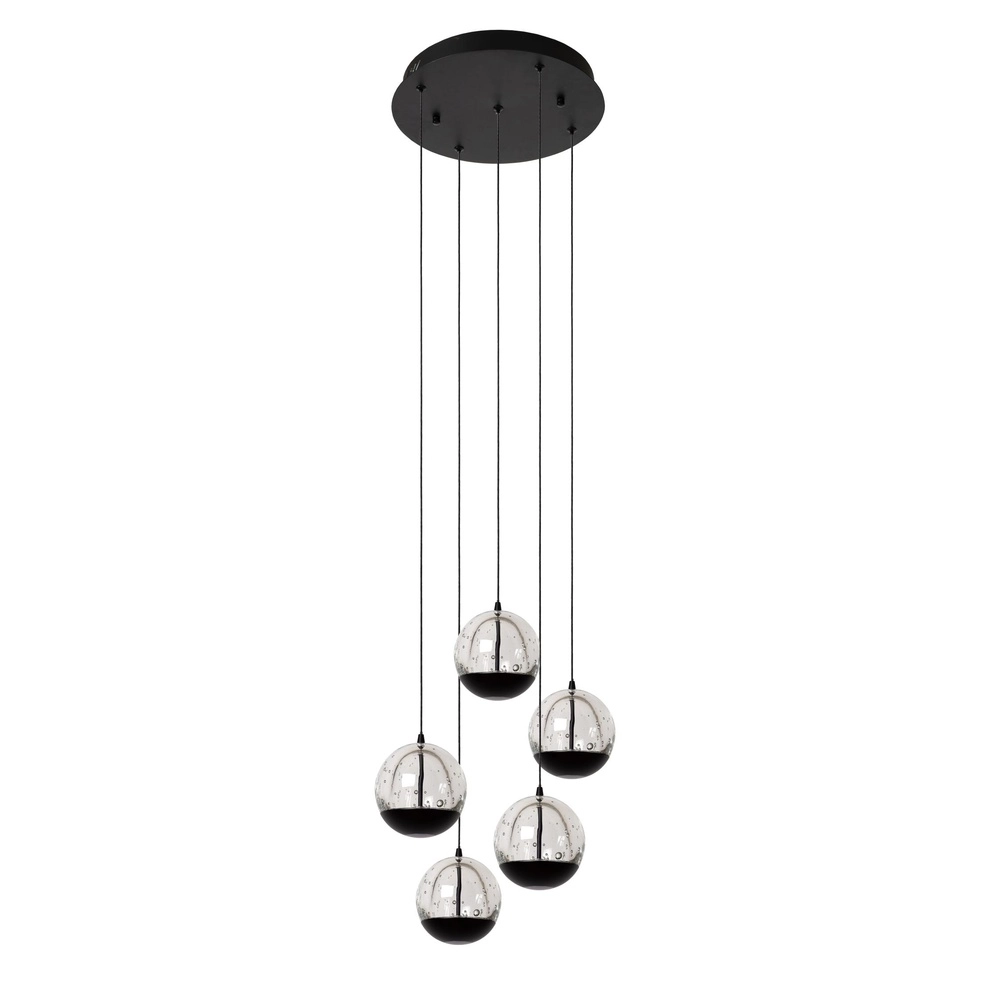 Design-Pendellampe Sentubal 5-Licht-Schwarzpatrone