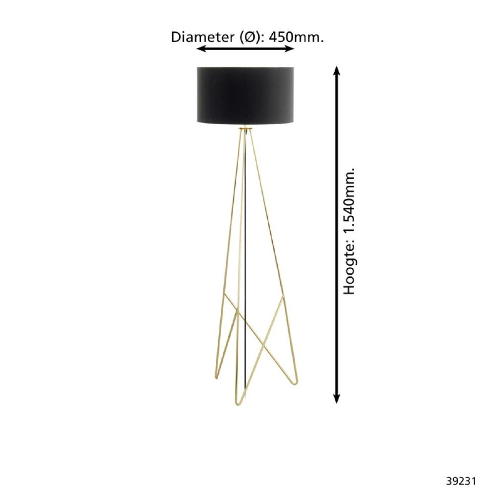 Stehlampe Camporale gold mit schwarzer Lampenschirm Stars of Light 9002759392314