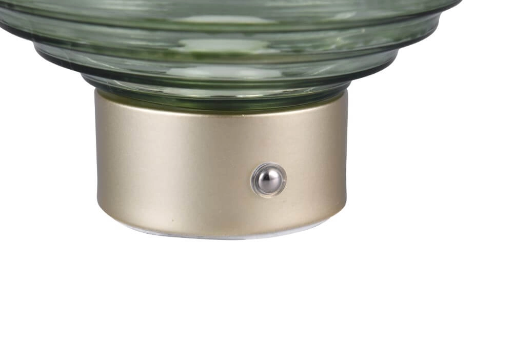 Wiederaufladbare Tischlampe Gold Earl grünes Glas Trio 4017807601947