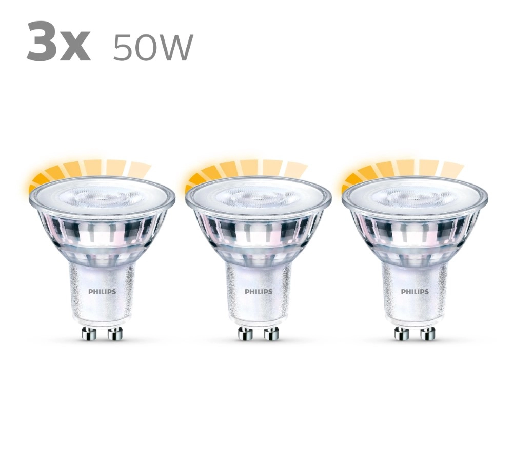 3,8W - GU10 - 2200-2700K - 345 lumen 3er-Set Philips 8718699776459