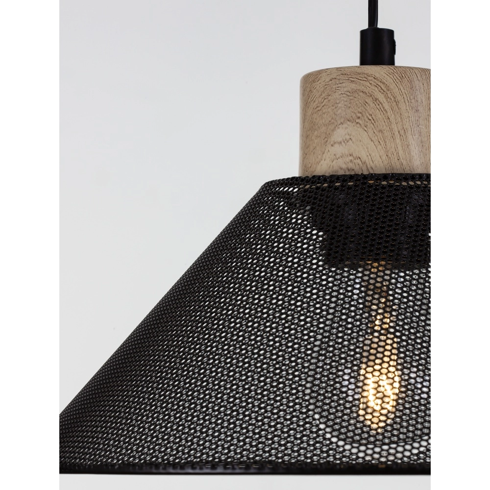 Design-Pendelleuchte Ian schwarz mit Holz Lyora 5212017436245