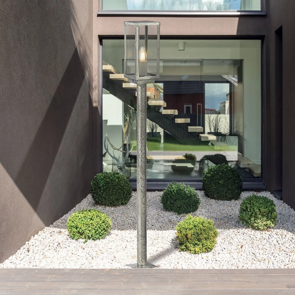 Antike silberne Terrassenlampe Box II 90cm Searchlight 5053423232058