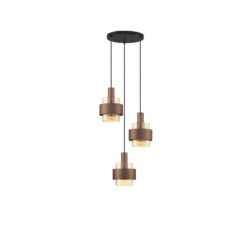 Moderne Pendellampe Serena 3-hell Kaffeebraun Lyora 5212063501140