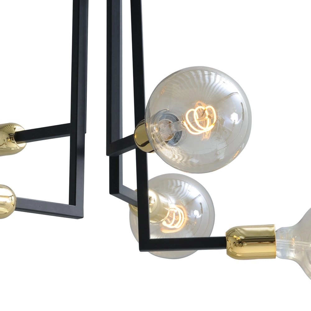 Schwarze Deckenlampe Tube 5 Lichter mit goldenen Beschlägen Masterlight 8718121188683