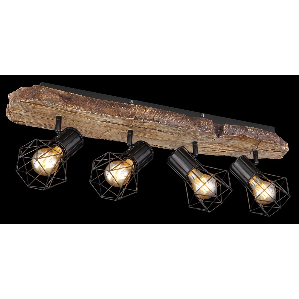 Deckenlampe Priska 4-hell schwarz mit Holz Globo 9007371430376