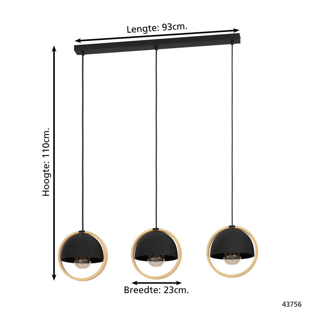 Skandinavische Pendellampe Callow 3x E27 - Ø 23cm Eglo 9002759437565