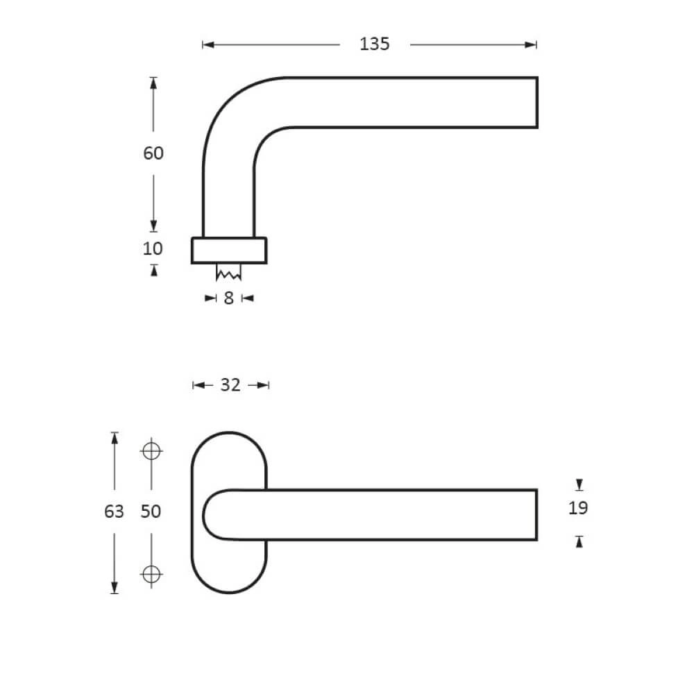 Fester Türgriff Hoek 90 ovale Rosette Edelstahl Intersteel 8714186073643