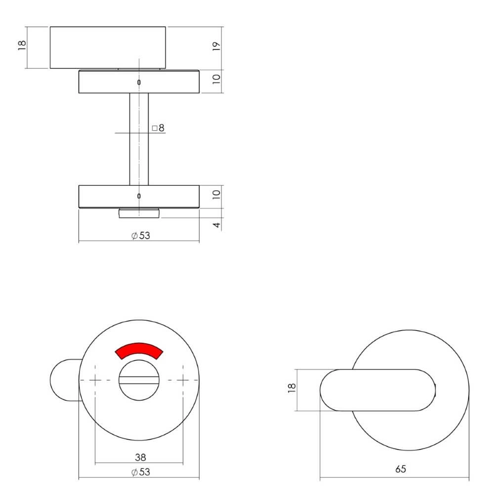 Verschluss der Toilette Tira Komfortknopf schwarz Intersteel 8714186484425