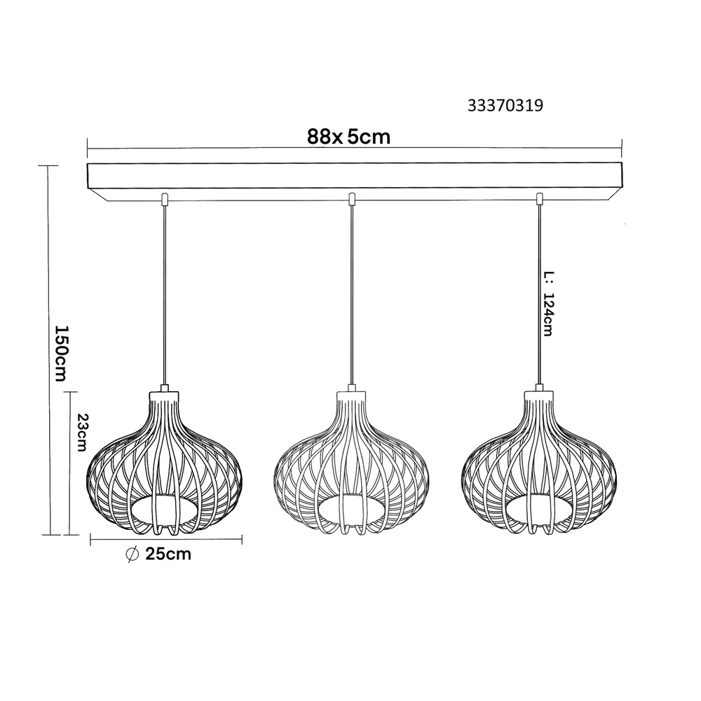 Design-Pendellampe Mateo 3-Licht Creme Globo 9007371519880
