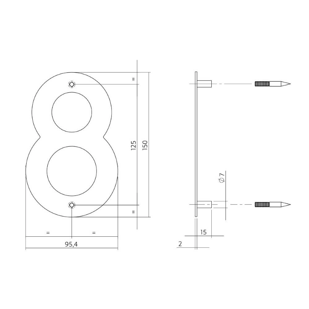 Hausnummer 8 Numbra 150x2mm Edelstahl Intersteel 8714186126776