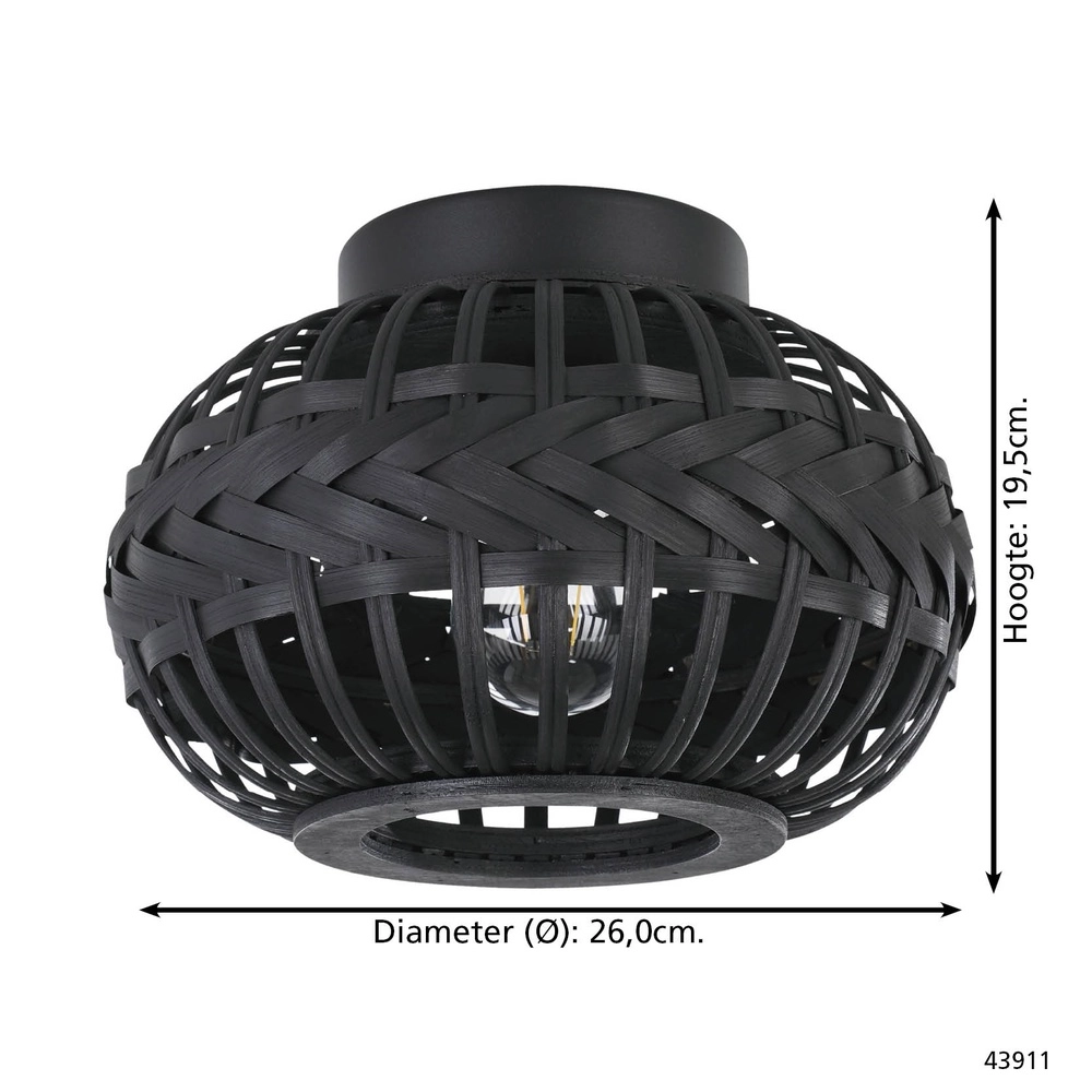 Schwarze Deckenlampe Towcester Ø 26cm – Holz Eglo 9002759439118