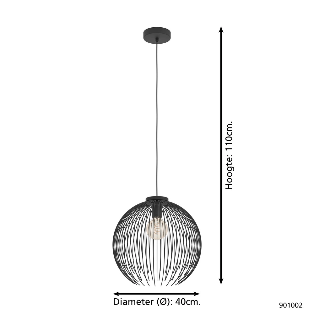 Schwarze Draht-Pendelleuchte Venezuela Ø 40cm Eglo 9008606282258