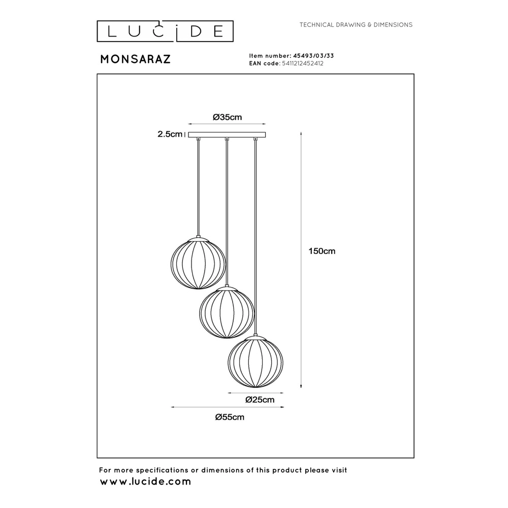 Design-Pendellampe Monsaraz Grünes und bernsteinfarbenes Glas Lucide 5411212452412